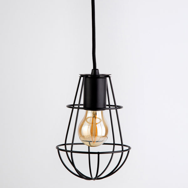 KIT PENDENTE COM CÚPULA ANNY COM LÂMPADA DECORATIVA PRETO
