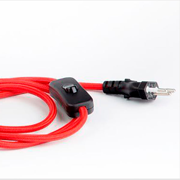 CABO PARA ABAJUR COM PLUG DE TOMADA TECIDO - TAMANHO PADRÃO - VERMELHO