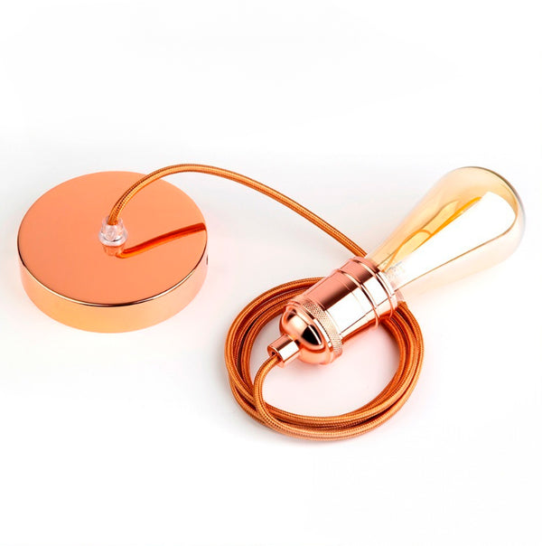 KIT PENDENTE VINTAGE COM LÂMPADA LED - COBRE