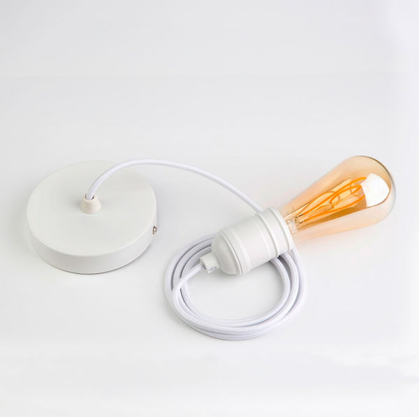 KIT PENDENTE VINTAGE COM LÂMPADA LED - BRANCO