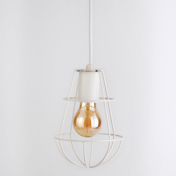 KIT PENDENTE COM CÚPULA ANNY COM LÂMPADA DECORATIVA BRANCO