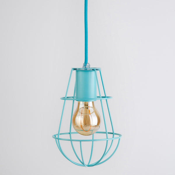 KIT PENDENTE COM CÚPULA ANNY COM LÂMPADA DECORATIVA AZUL